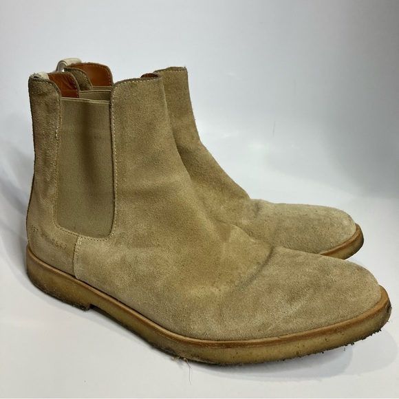 Common Projects tan cream suede leather Chelsea boot women size 41 luxury trendy - Picture 2 of 9